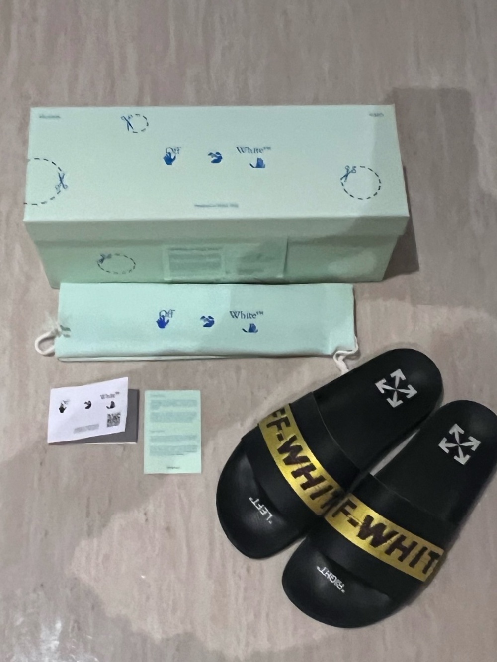 Off-White Brand Industrial Belt Slides Black and Yellow Excellent condition 40